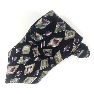 Vintage Sutter & Grant 100% Silk Men's Necktie Geometric Colorful Diamonds